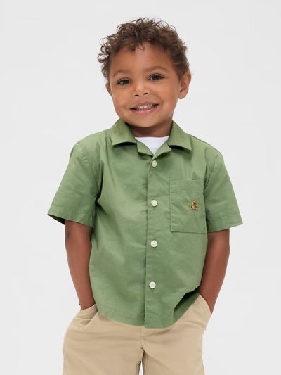 Baby & Toddler Organic Cotton Poplin Cabana Shirt -Twig#822485 - Image 1