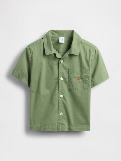 Baby & Toddler Organic Cotton Poplin Cabana Shirt -Twig#822485 - Image 2