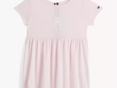 Babies' Short-Sleeve Circle Logo Dress-Light Pink