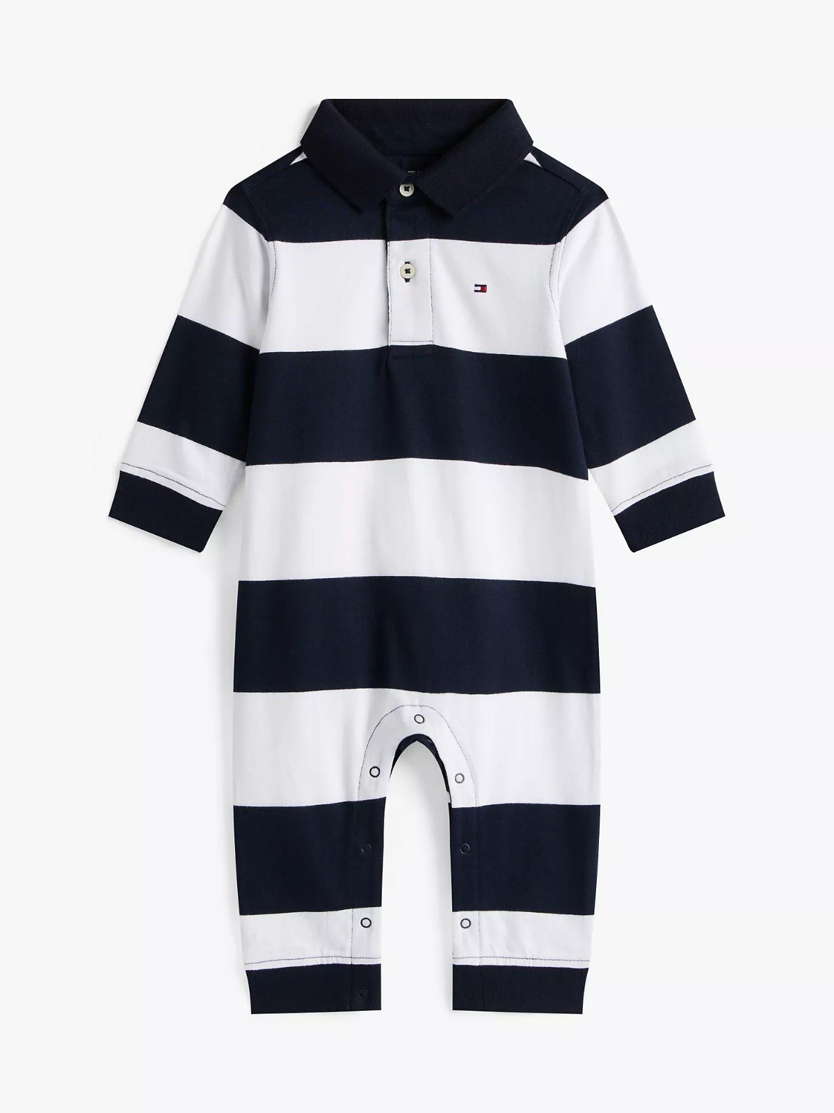 photo_6330322168838819103_w Babies' Stripe Polo Coverall-Navy Blue - Image 1
