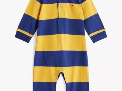 Babies' Stripe Polo Coverall-City Yellow