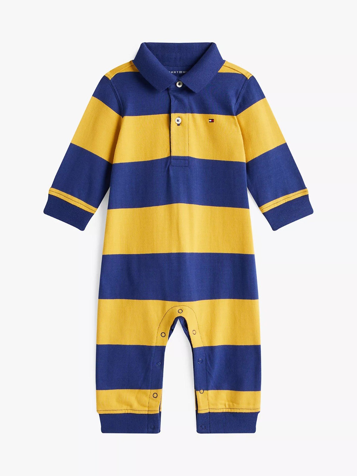photo_6330322168838819106_w Babies' Stripe Polo Coverall-City Yellow - Image 1