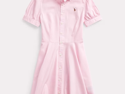 Cotton Oxford Shirtdress Kid Girls-Deco Pink