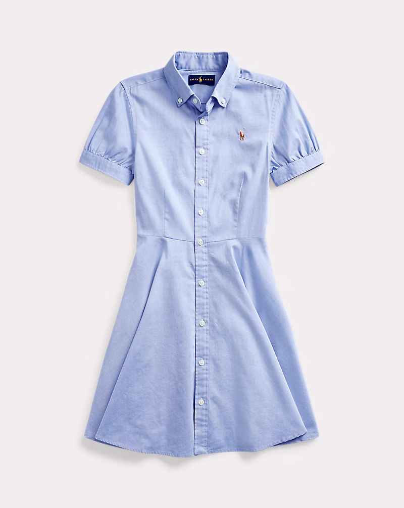 s7-1361628_lifestyle Cotton Oxford Shirtdress Kid Girls-Blue Hyacinth - Image 1