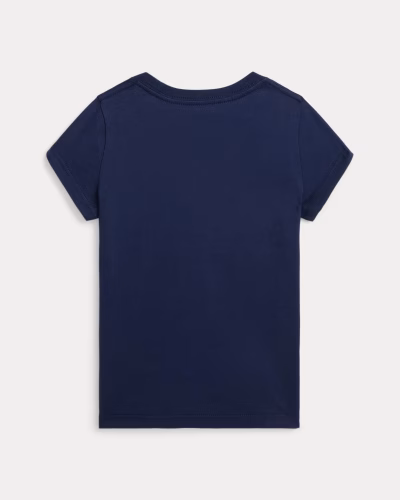 Cotton Jersey Tee Toddler/Kids Girl- Newport Navy w/White#569562 - Image 2