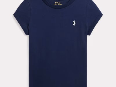 Cotton Jersey Tee Toddler/Kids Girl- Newport Navy w/White#569562