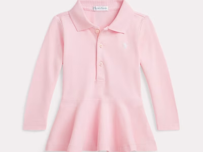 Cotton Mesh Peplum Polo Shirt Baby girl- Pink