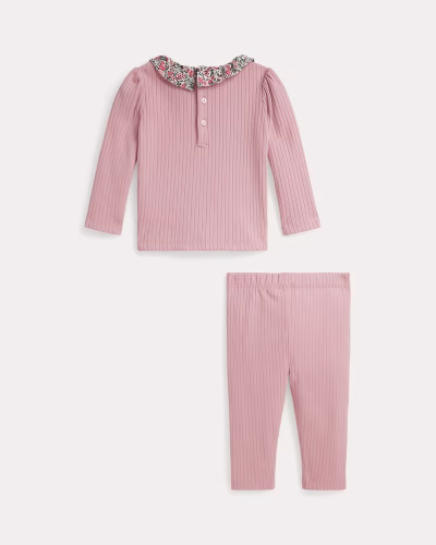 Ribbed Cotton Top & Legging Set-Surfside Rose - Image 2