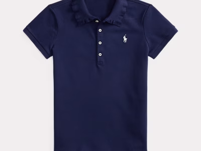 Stretch Mesh Ruffled Polo Shirt TODDLER/KID GIRLS-Refined Navy