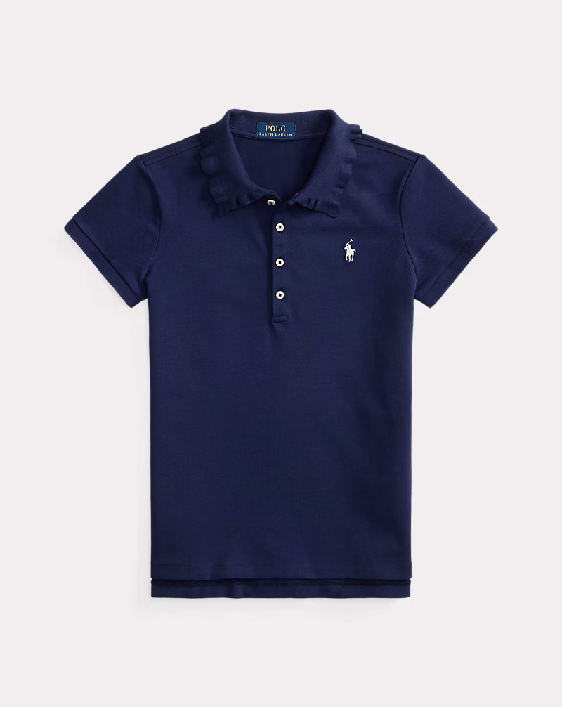 s7-AI313965078005_lifestyle Stretch Mesh Ruffled Polo Shirt TODDLER/KID GIRLS-Refined Navy - Image 1