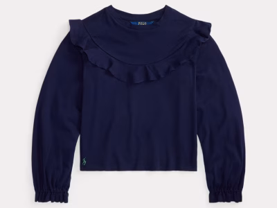 Ruffled Cotton-Modal TopTODDLER/KID GILRS - Refined Navy#100064120