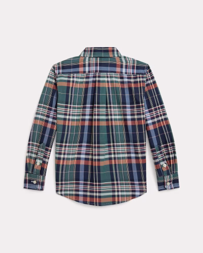 Plaid Cotton Oxford Shirt Toddler/Kids Boys - Green Navy Multi #100063487 - Image 2