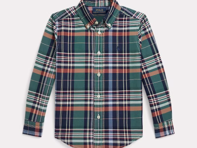 Plaid Cotton Oxford Shirt Toddler/Kids Boys - Green Navy Multi #100063487