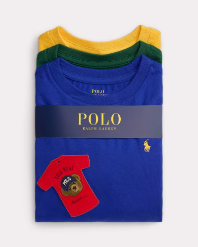 Cotton Jersey Crewneck Tee 3-Pack Toddler/Kids Boys - Blue/Green/Yellow #629273 - Image 2