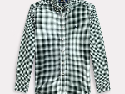 Gingham Cotton Poplin Shirt TODDLER/KID BOYS - New Forest/White #100063529