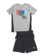 PUMA Boys 2pc Interlock Short Sleeve Tee And Shorts Set-multi#1001052223