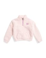HURLEY Little Girls Half Zip Sherpa Pull Over Sweatshirt-Pink#1001098962