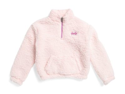 HURLEY Little Girls Half Zip Sherpa Pull Over Sweatshirt-Pink#1001098962