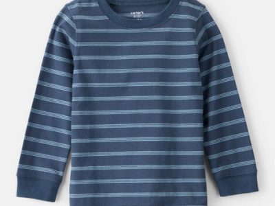 Toddler Boy Striped Long-Sleeve Tee-Navy