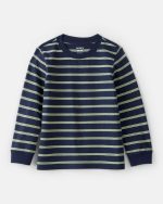 Toddler Boy Striped Long-Sleeve T-Shirt-Navy/Green