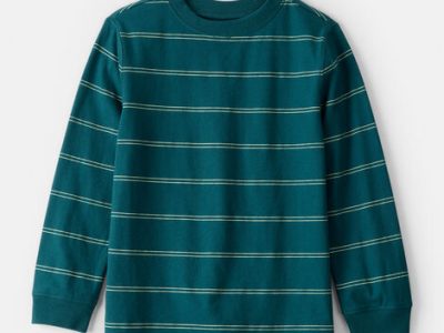 Boys Striped Long-Sleeve T-Shirt-Teal