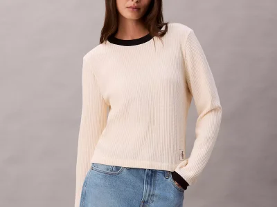Waffle Knit T-Shirt-Shortbread