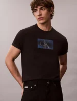 Distressed Monogram Classic T-Shirt-Black