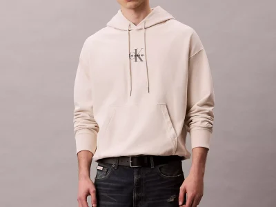 Monologo Premium Fleece Hoodie-Chalk