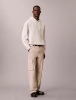 Fleece Monogram Relaxed Hoodie-White - Image 3