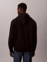 Fleece Monogram Relaxed Hoodie-Black - Image 2