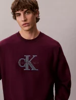 Premium Terry Monologo Relaxed Sweatshirt-Passion Plum - Image 3