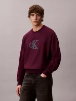 Premium Terry Monologo Relaxed Sweatshirt-Passion Plum