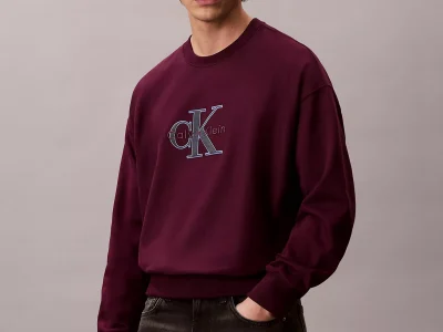 Premium Terry Monologo Relaxed Sweatshirt-Passion Plum