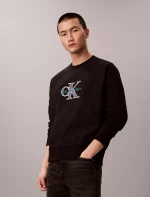 Premium Terry Monologo Relaxed Sweatshirt-Black