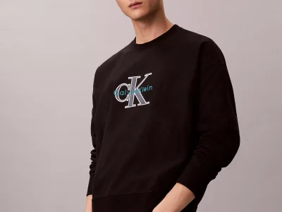 Premium Terry Monologo Relaxed Sweatshirt-Black