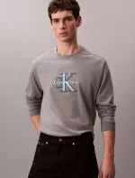 Monologo Long Sleeve Tee-Med Grey Heather - Image 2