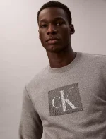 Fleece Layered Monogram Graphic Sweatshirt-Grey Heather - Image 3