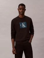 Fleece Layered Monogram Graphic Sweatshirt-Black