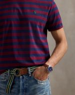 Classic Fit Striped Jersey T-Shirt-Classic Wine/Cruise Navy - Image 2