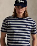 Classic Fit Striped Jersey T-Shirt-Andover Heather/Navy - Image 3