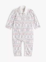 Babies' Fair Isle Logo Coverall-Ecru