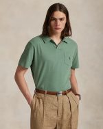 Standard Fit Cotton-Linen Polo Shirt-Fatigue