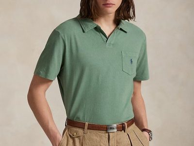 Standard Fit Cotton-Linen Polo Shirt-Fatigue