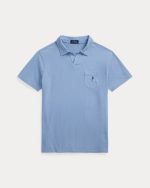 Standard Fit Cotton-Linen Polo Shirt-Channel Blue - Image 3
