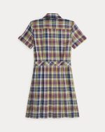 Plaid Cotton Wrap Dress-Yellow/Berry/Navy - Image 2