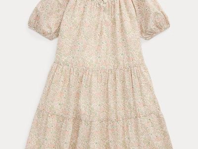 Floral Tiered Cotton Batiste Dress TODDLER GIRLS-Carolan Floral Nevis Pink