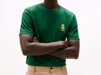 Smooth Cotton Interlock Crest T-Shirt-Ornamental Green