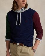 Color-Blocked Jersey Hooded T-Shirt- Cruise Navy Multi - Image 3