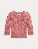 Mini-Cable Cotton Cardigan Baby Girls-Faded Peony