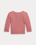 Mini-Cable Cotton Cardigan Baby Girls-Faded Peony - Image 2